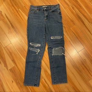 PacSun Dark Wash Ripped Mom Jeans